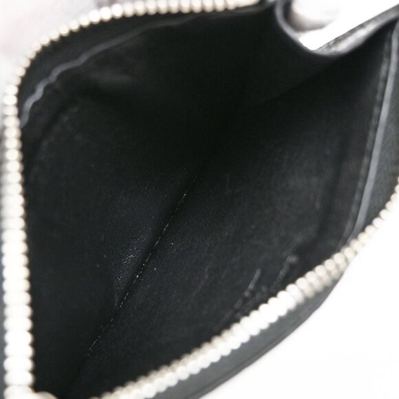 SAINT LAURENT Logo Compact Card Case Coin Wallet Embossing Leather Black - Picture 12 of 16